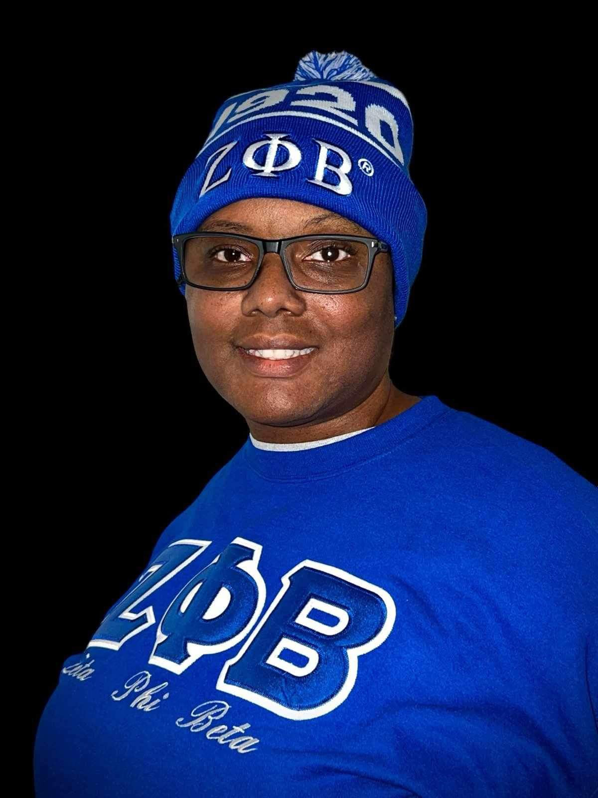Zeta‎ Phi Beta Beanie Black Women design with Blue and Silver Logo Zeta Phi Beta: Finer Woman by Dion J. Pollard – The Black  main image 2