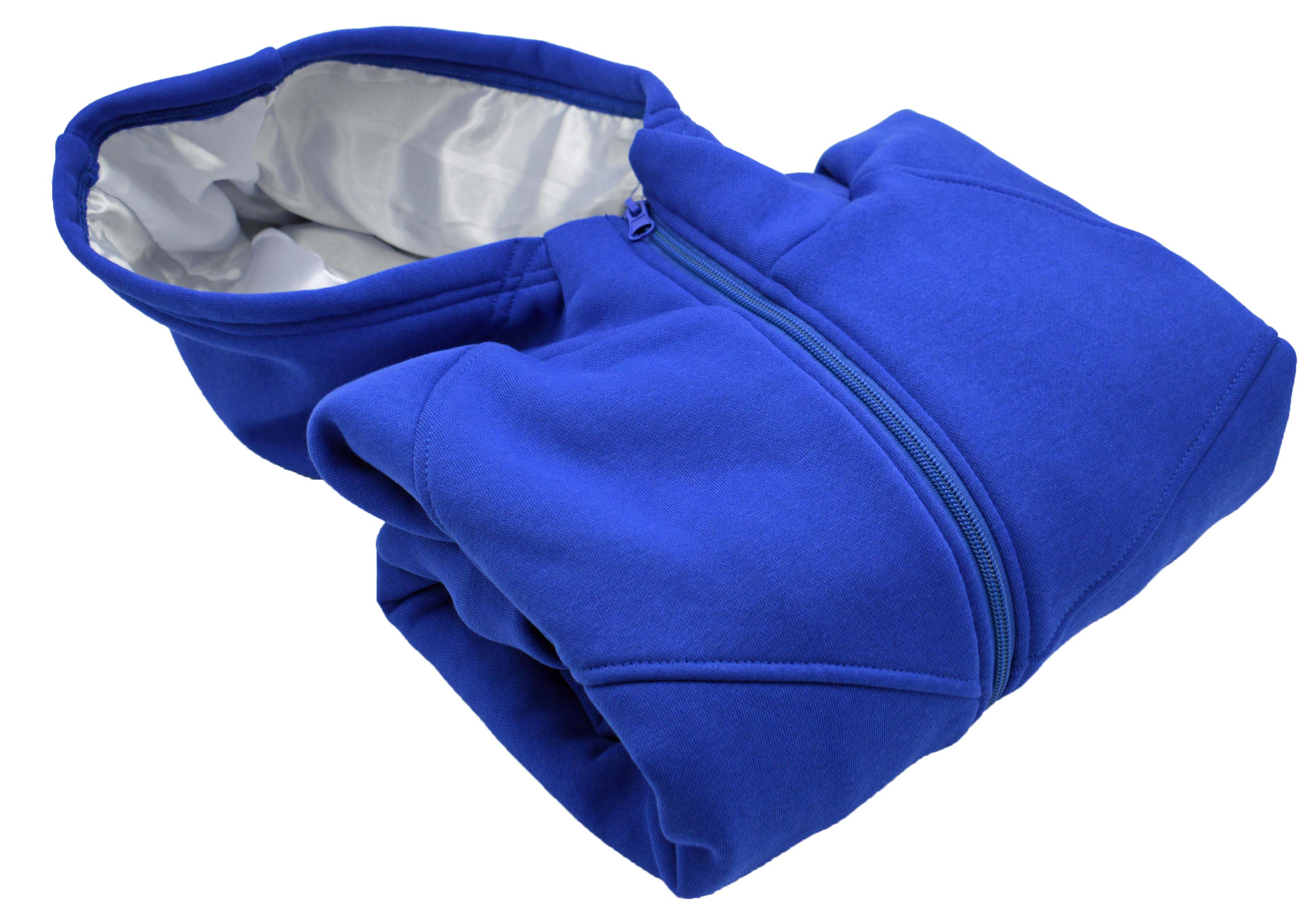 Women's Satin Lined Hoodie (Royal Blue and Pure White Satin