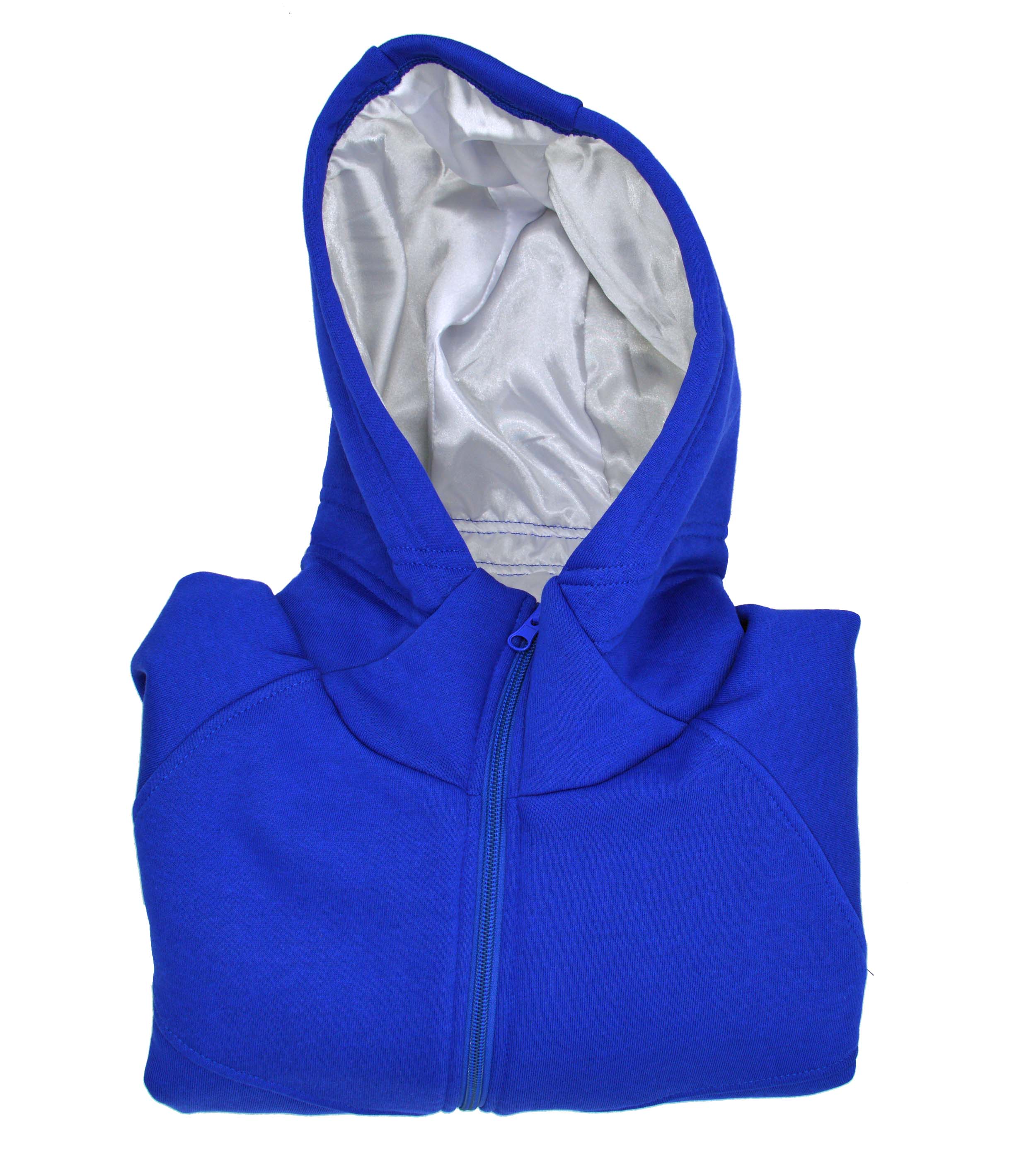 Women’s Satin Lined Hoodie (Royal Blue and Pure White Satin)