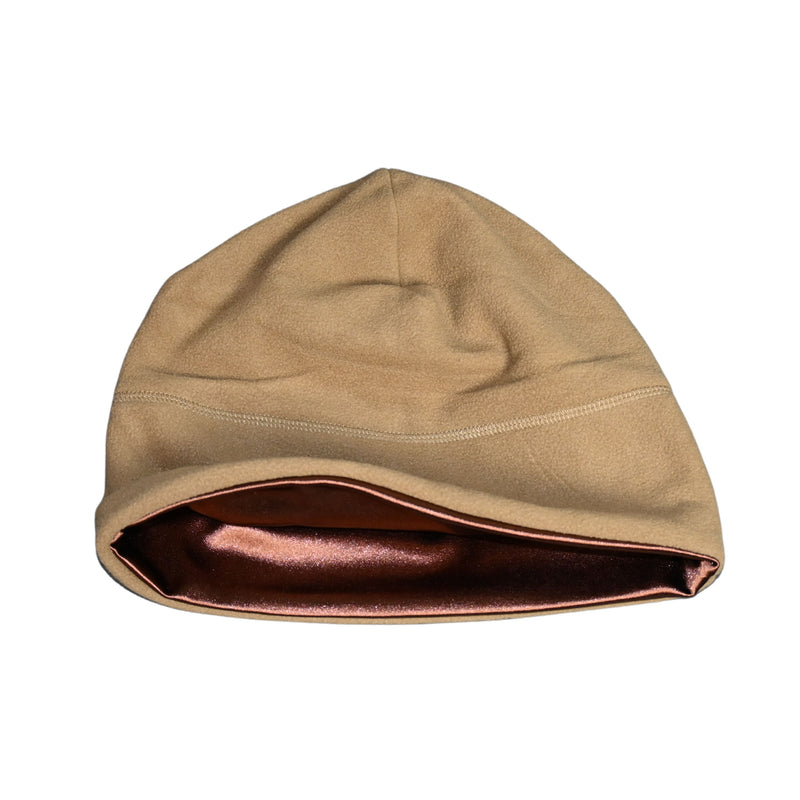 Coyote Brown Fleece Watch Cap Satin Lined